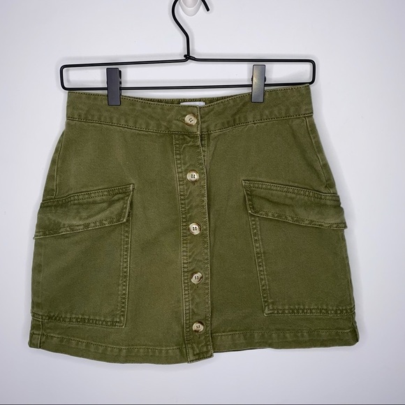 BDG UO SIZE SMALL GREEN DENIM MINI SKIRT WITH POCKETS - Picture 2 of 8